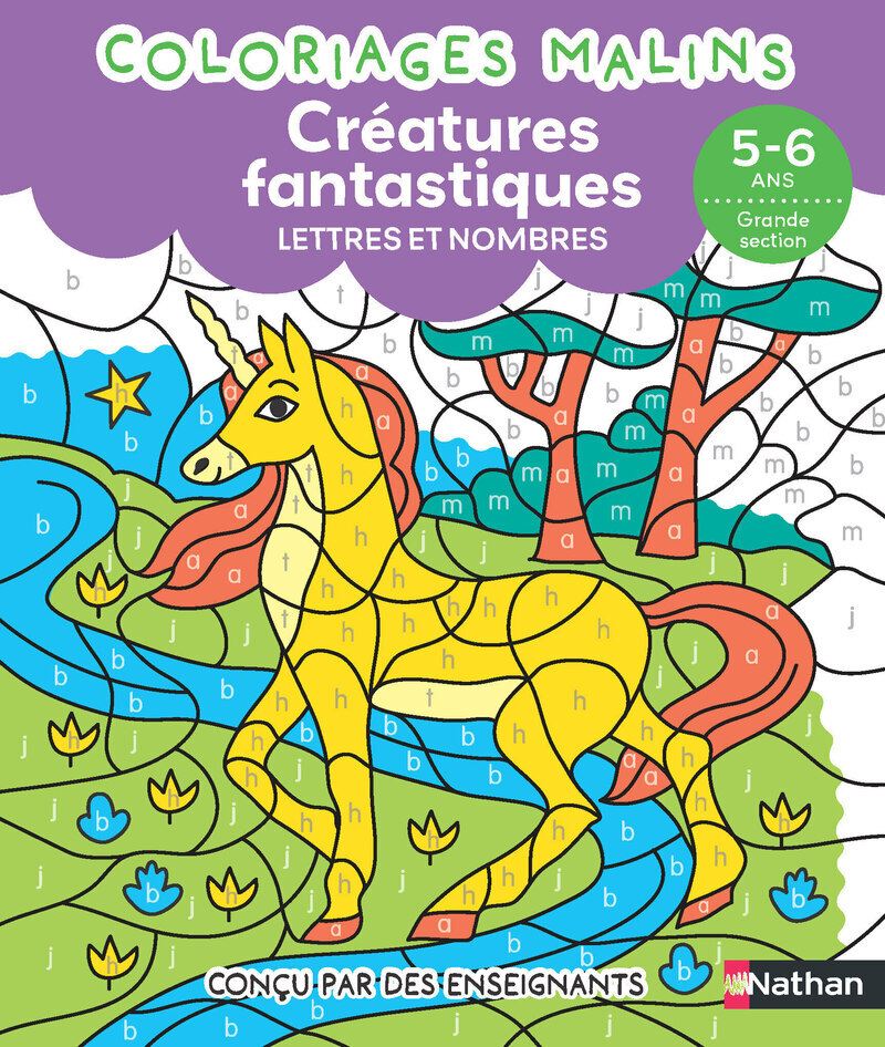 Créatures fantastiques Lettres et nombres GS - Coloriages malins