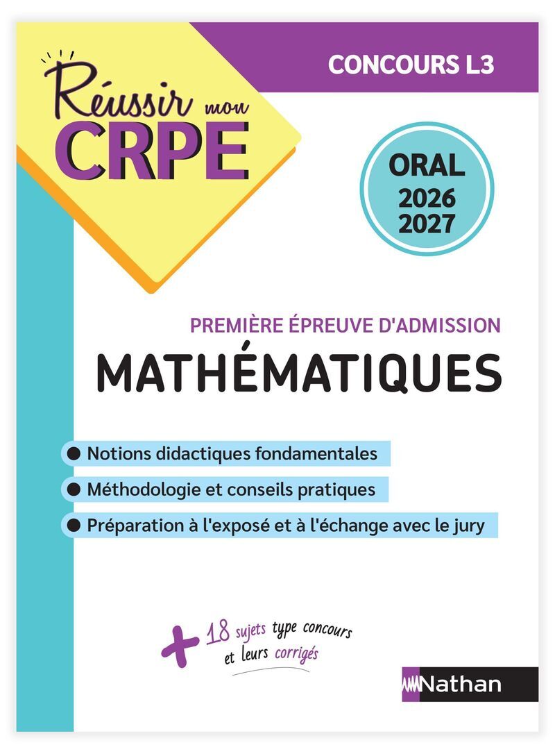 Réussir mon CRPE Maths Admission concours L3 oral 2026-2027