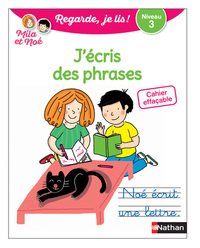 Cahier effaçable J'écris des phrases - niveau 3 avec Mila et Noé