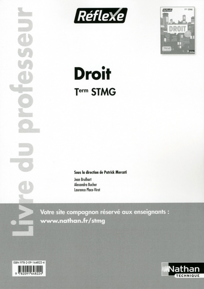 Droit Term STMG (Pochette Réflexe) Professeur - 2017