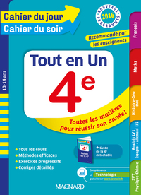Tout en Un 4e - Cahier du jour Cahier du soir