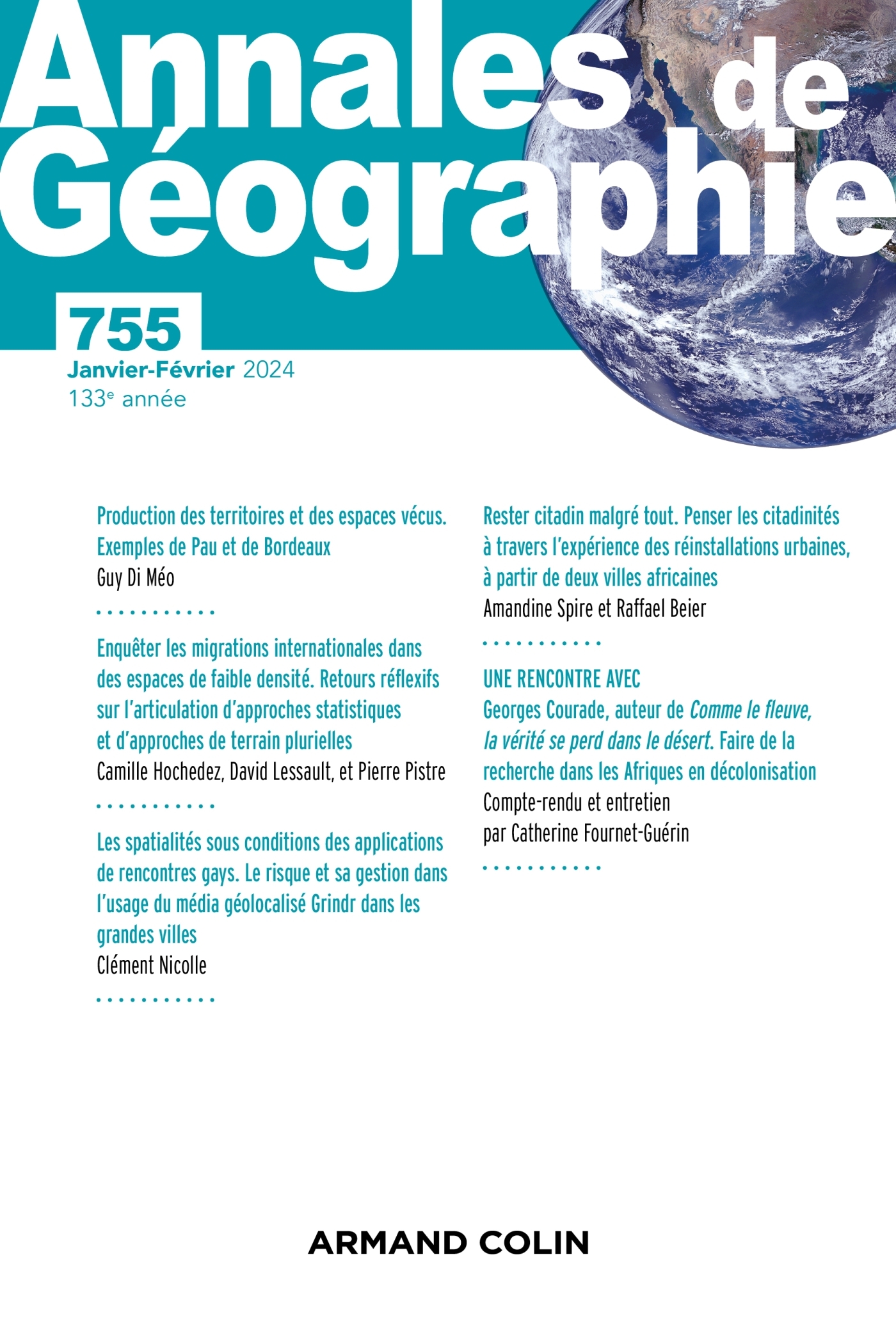 Annales de géographie - N°755 1/2024