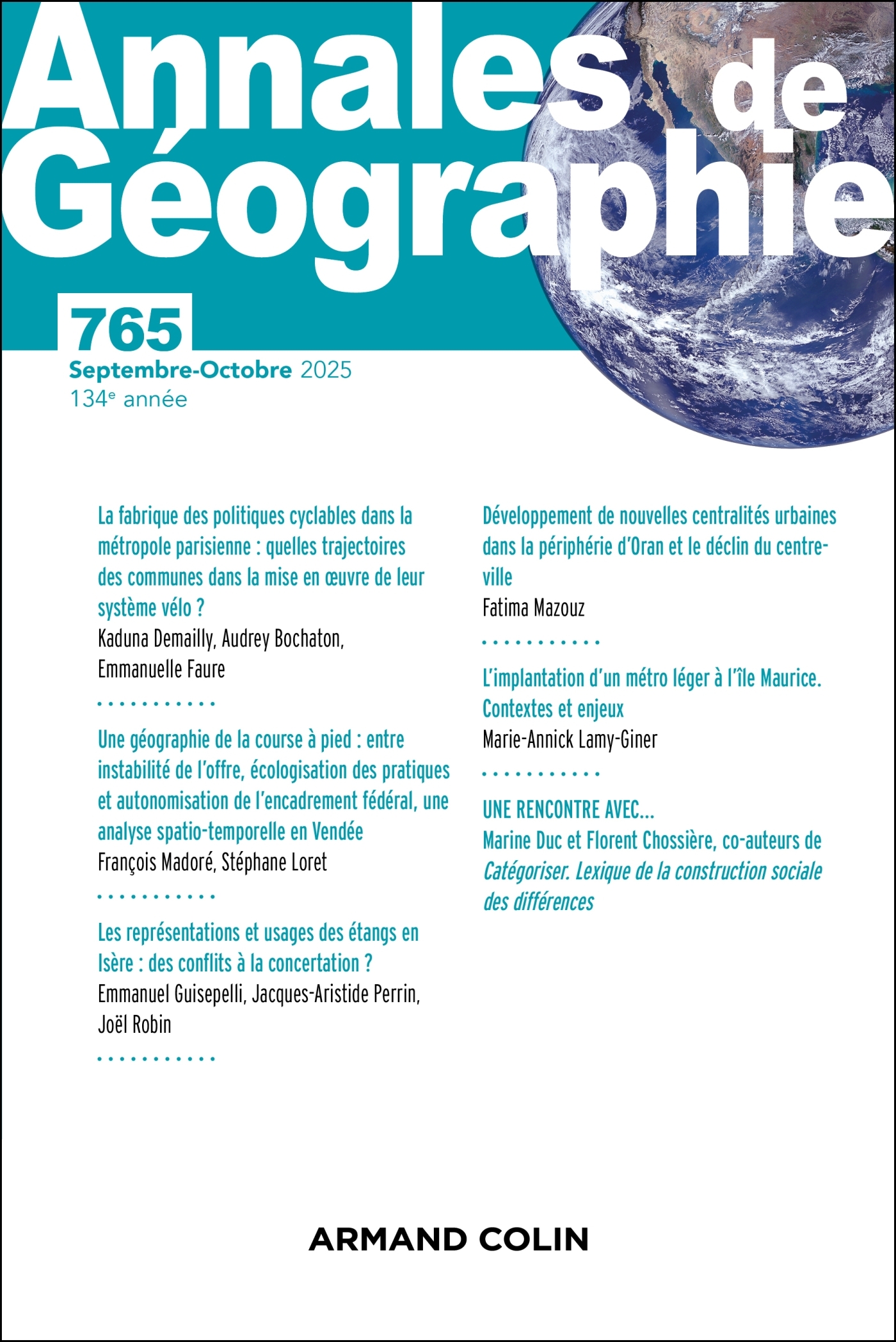 Annales de géographie - N°765 5/2024