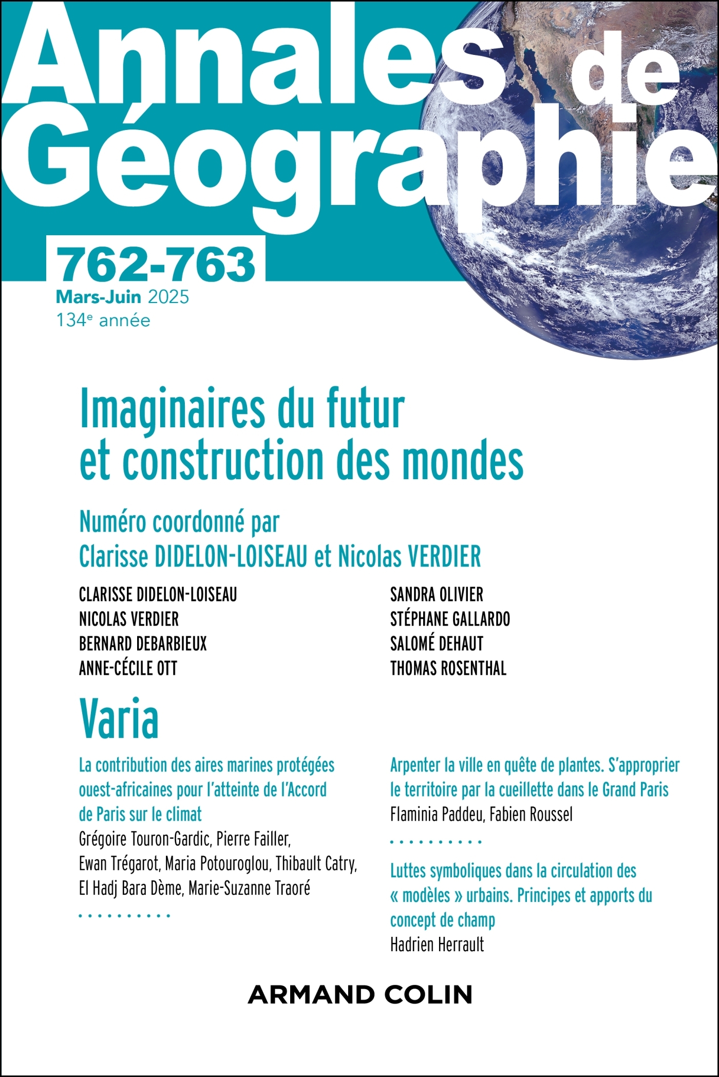 Annales de géographie - N°762-763 2-3/2025