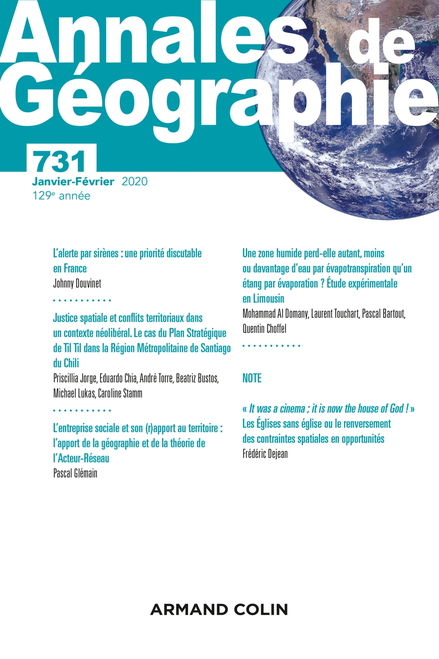 Annales de géographie - N° 731 1/2020 Varia