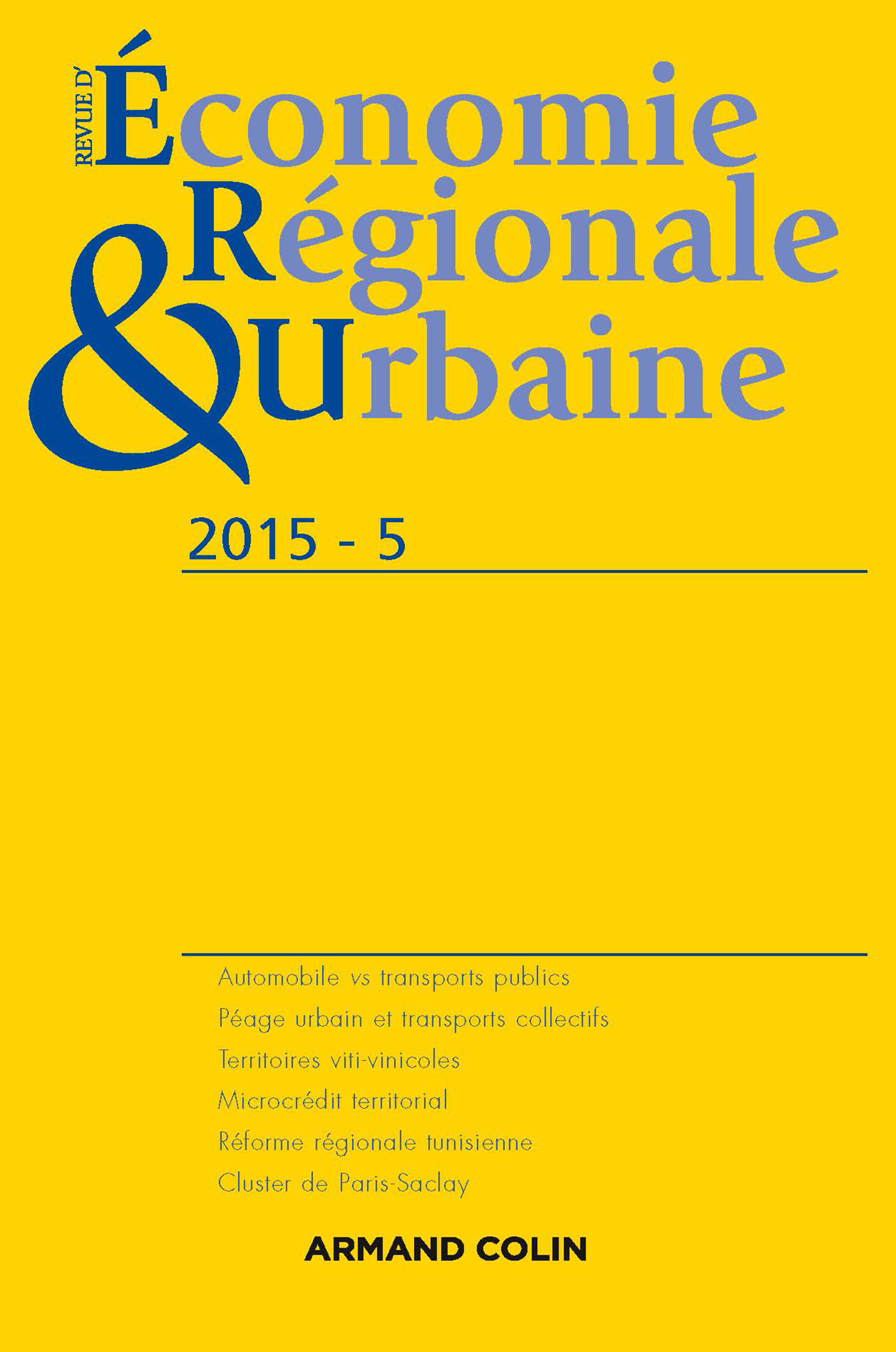 Revue d'économie régionale et urbaine n° 5/2015 Varia
