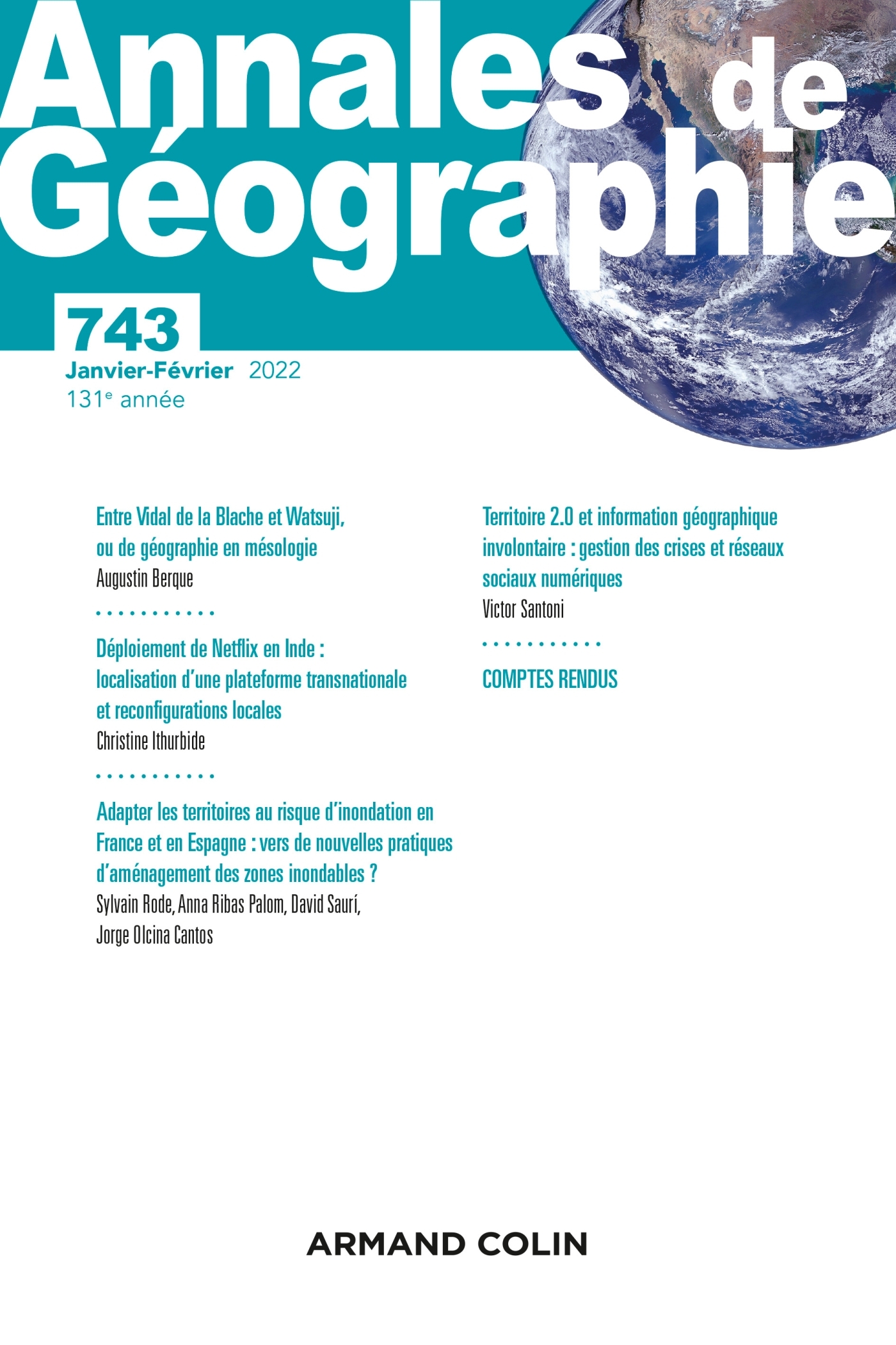 Annales de géographie - N° 743 1/2022 Varia