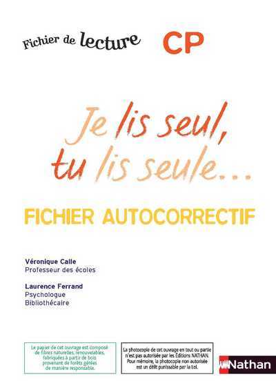 Je lis seul, tu lis seule - Autocorrectif - CP