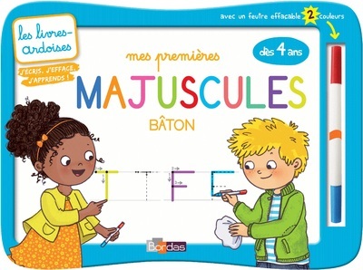 Les livres-ardoises - Mes premières majuscules bâton avec 1 feutre effacable 2 couleurs