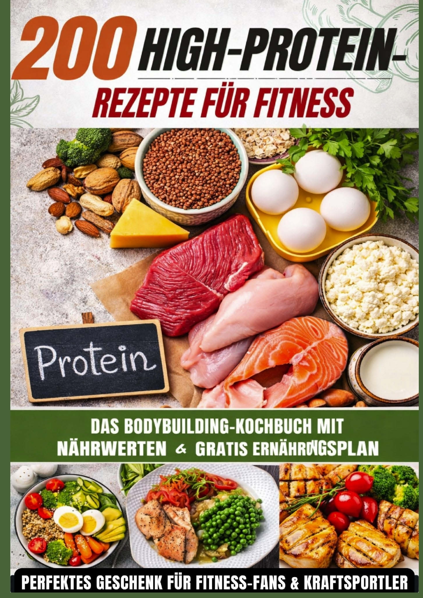 200 High-Protein-Rezepte für Fitness: Das Bodybuilding-Kochbuch mit Nährwerten - schnell,