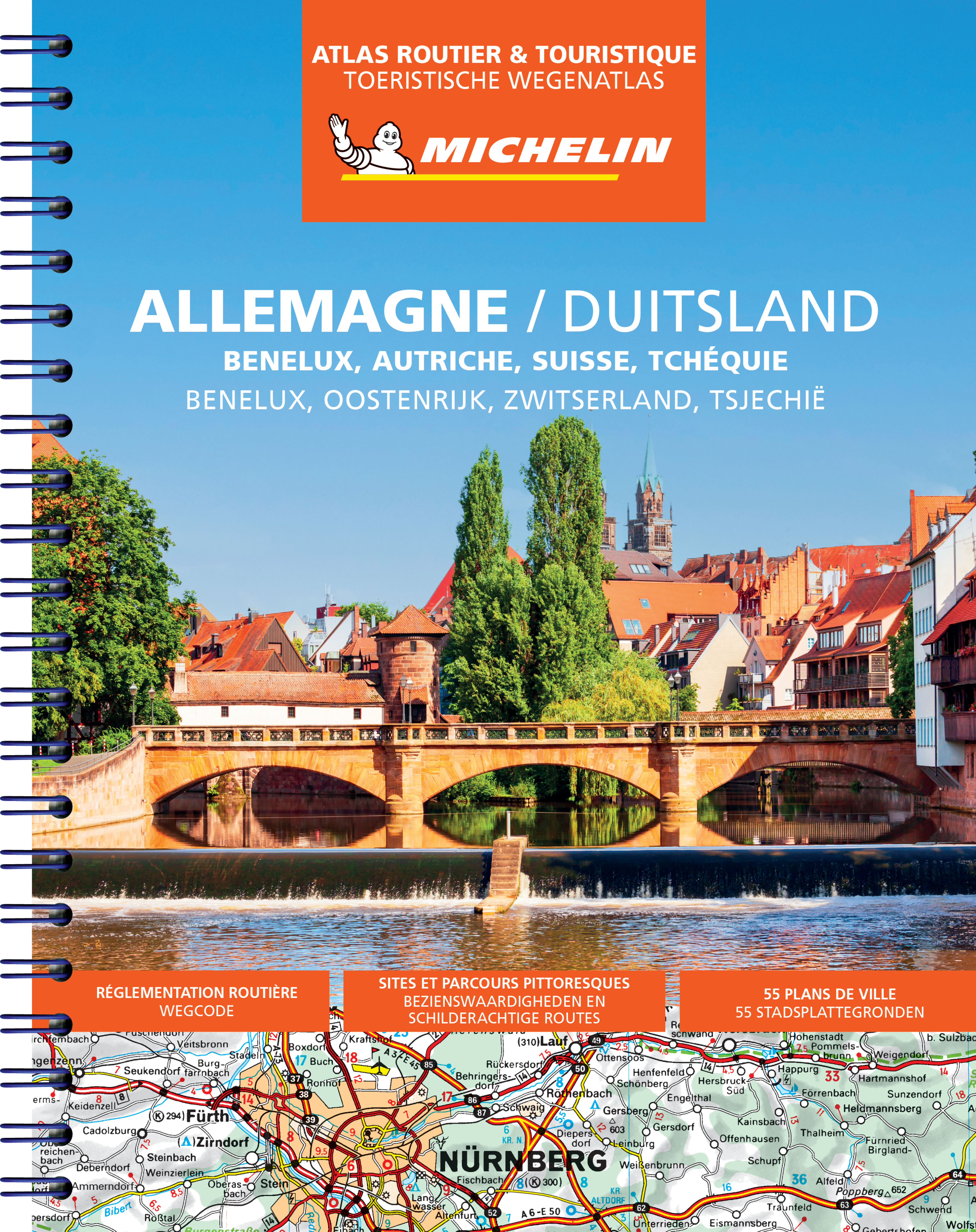 Atlas Allemagne/Duitsland -  Benelux, Autriche, Suisse, Tchéquie (A4-Spirale)