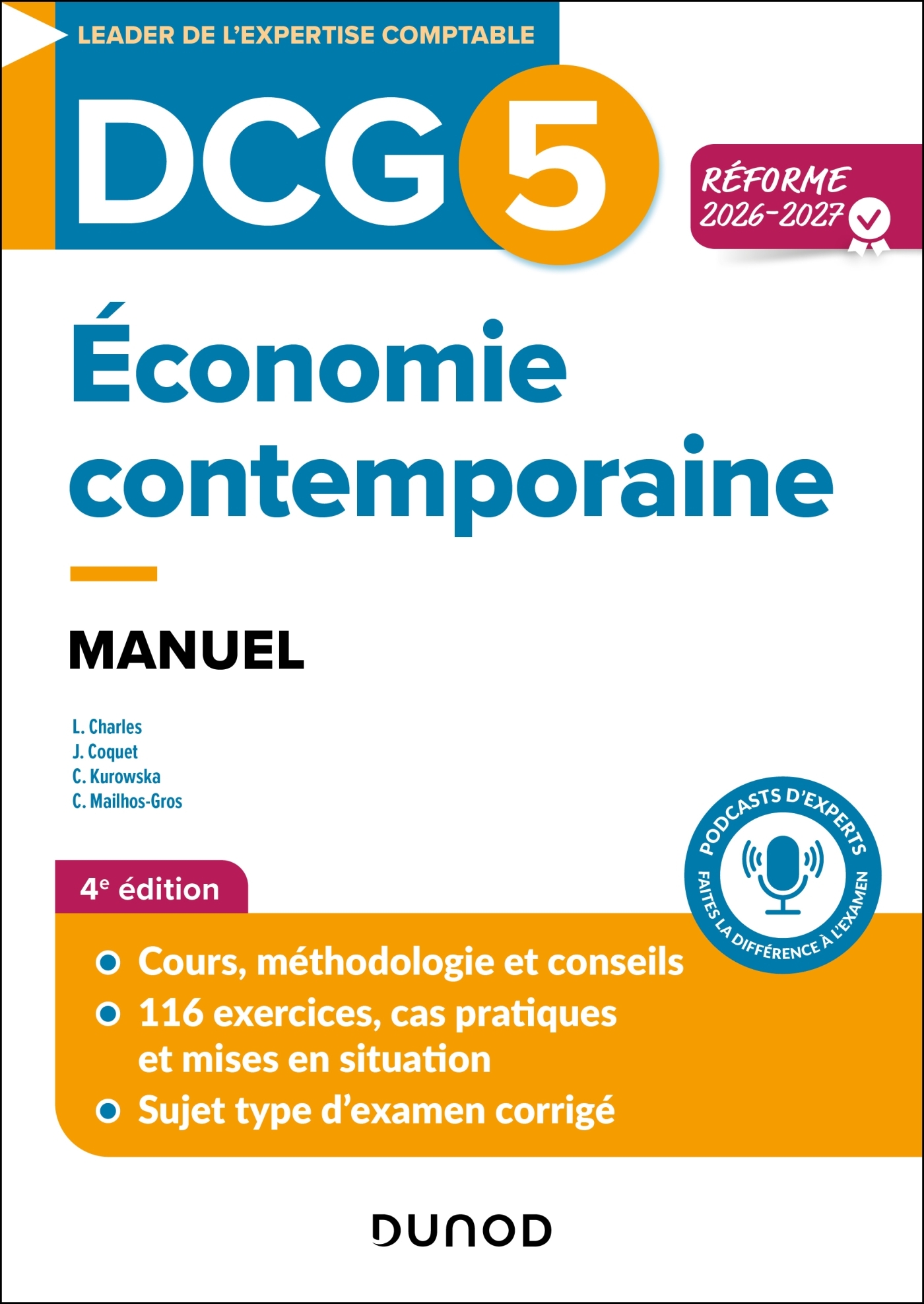 Couverture de Expert Sup - DCG 5 - Économie contemporaine - Manuel - Réforme 2026-2027