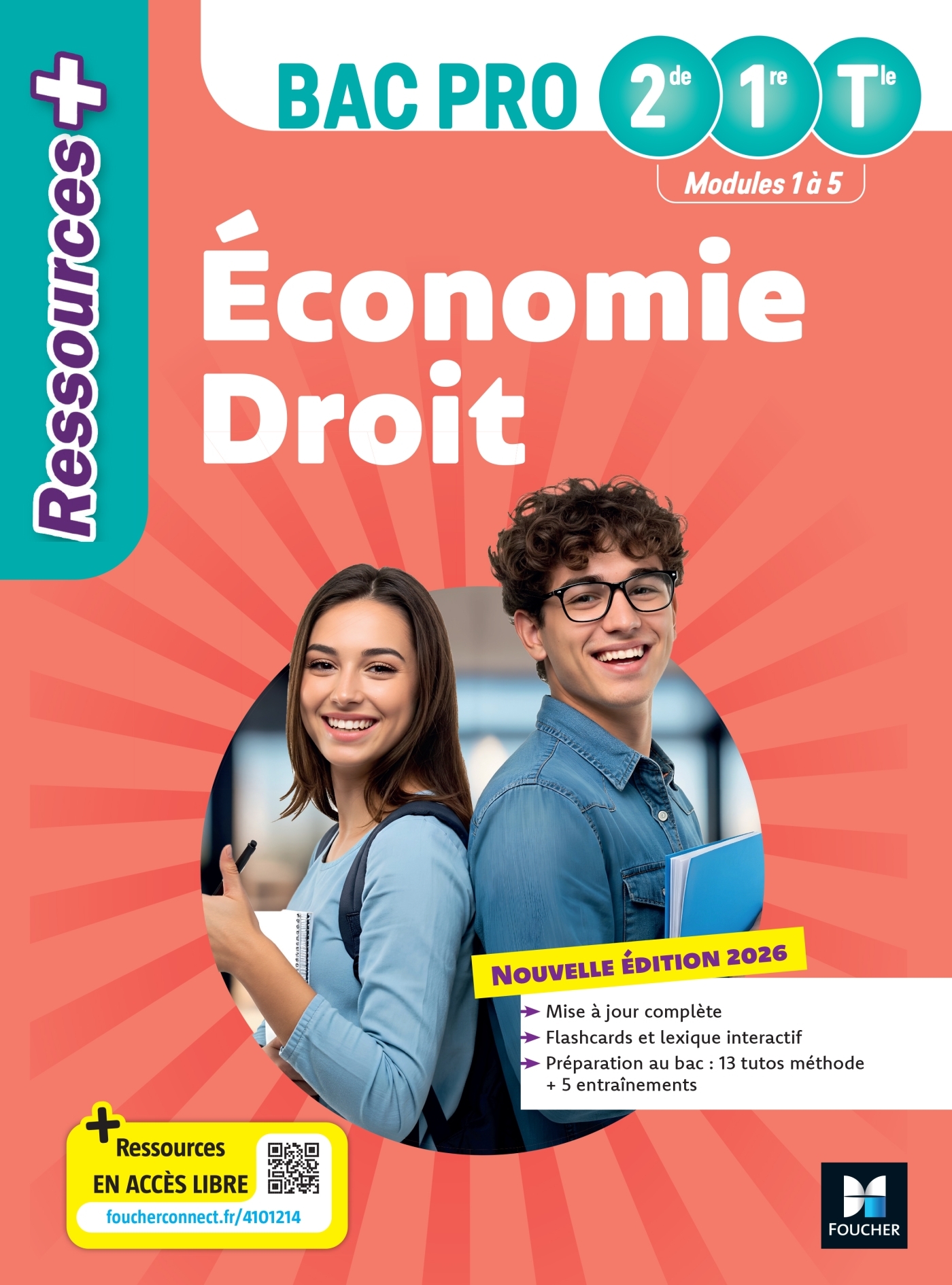 Couverture de Ressources Plus - Ressources Plus - Économie-Droit - 2de 1re Tle Bac Pro - Ed. 2026 - Livre élève