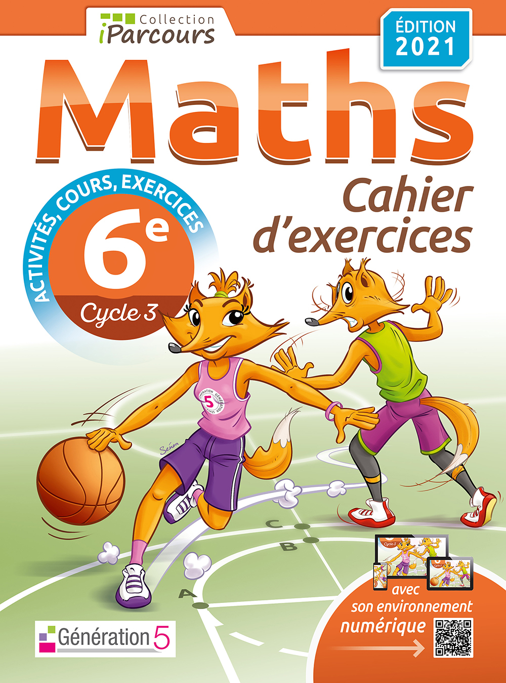 Couverture de iParcours - Cahier d'exercices iParcours maths 6e avec cours (édition 2021)