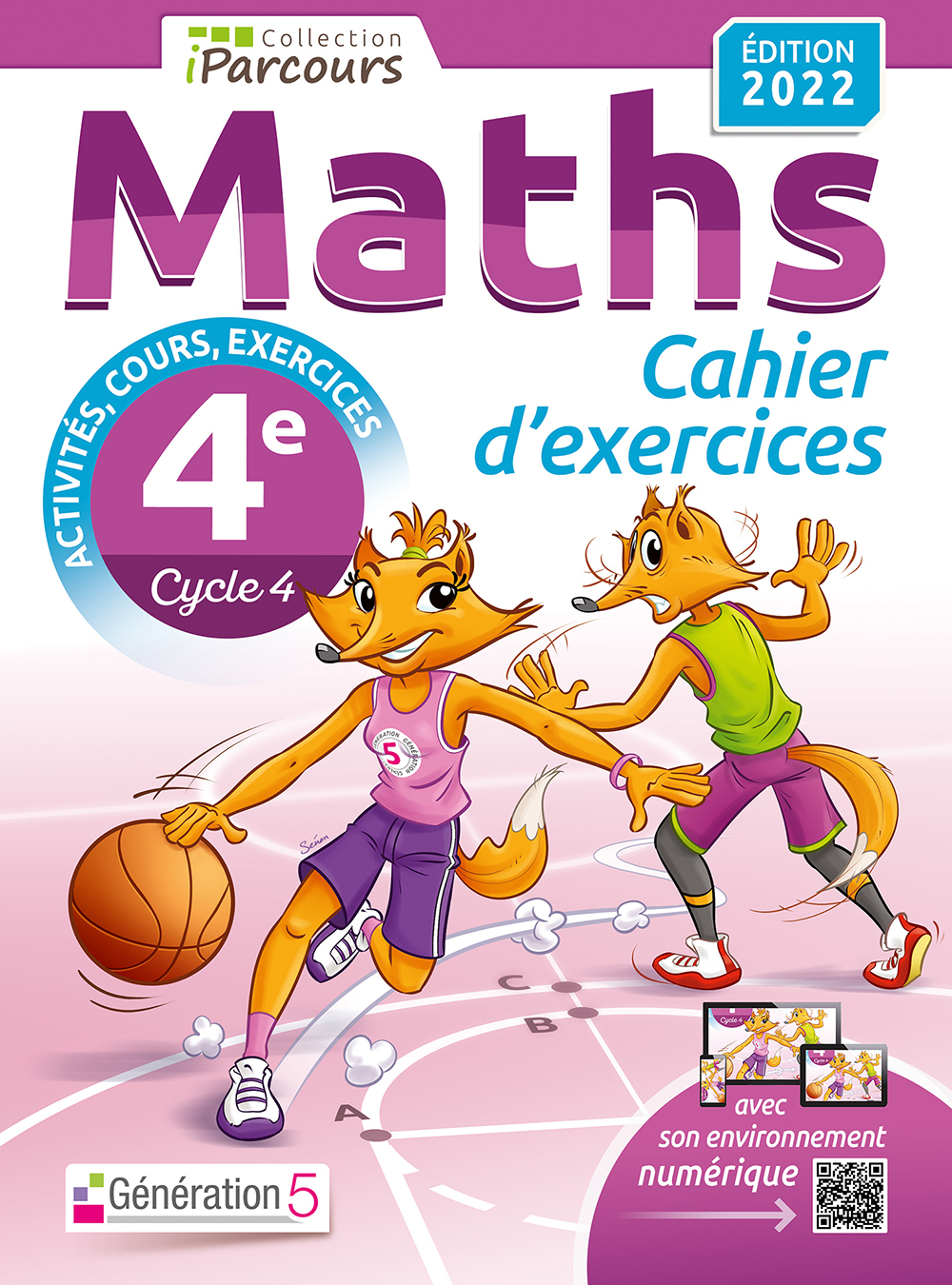 Couverture de Cahier d'exercices iParcours maths 4e avec cours (édition 2022)