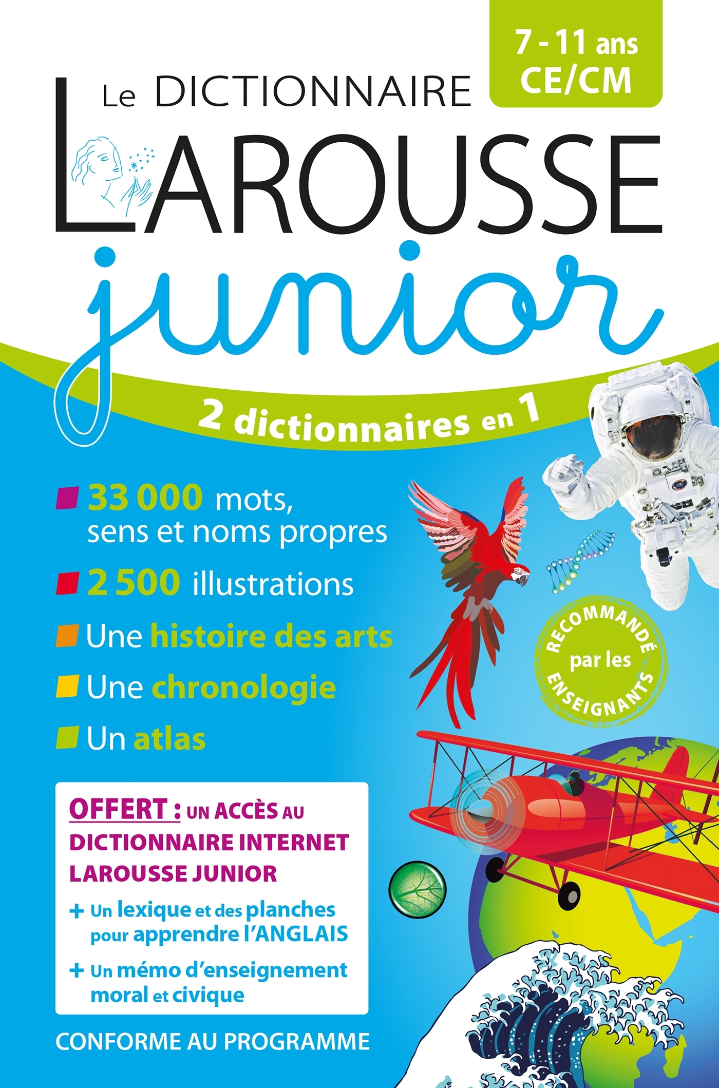 Couverture de Dictionnaire de - Le dictionnaire Larousse Junior et son dictionnaire en ligne - 7/11 ans - CE/CM