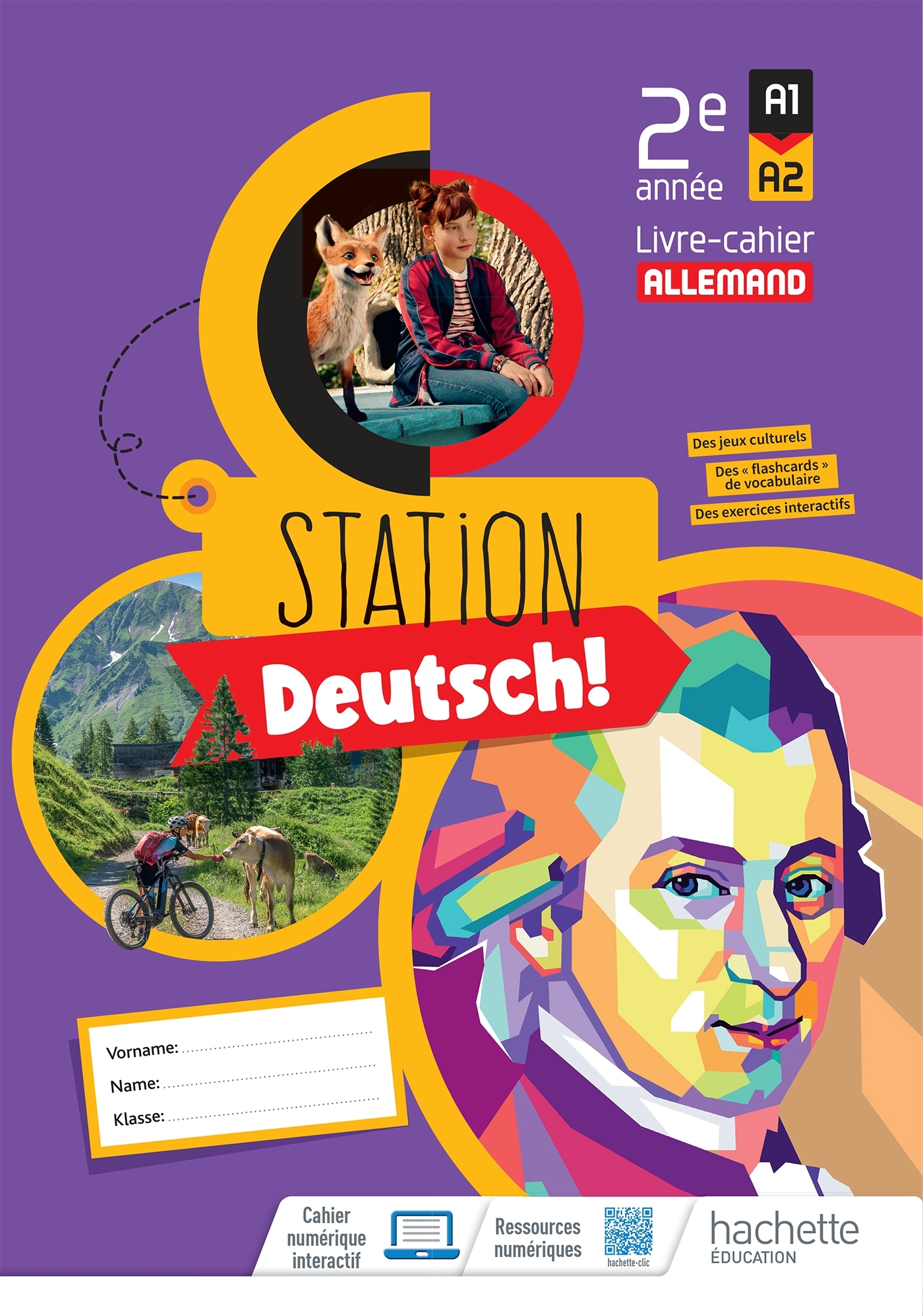 Couverture de Station Deutsch - Station Deutsch! Allemand 2e année - Livre-cahier élève - Ed. 2024