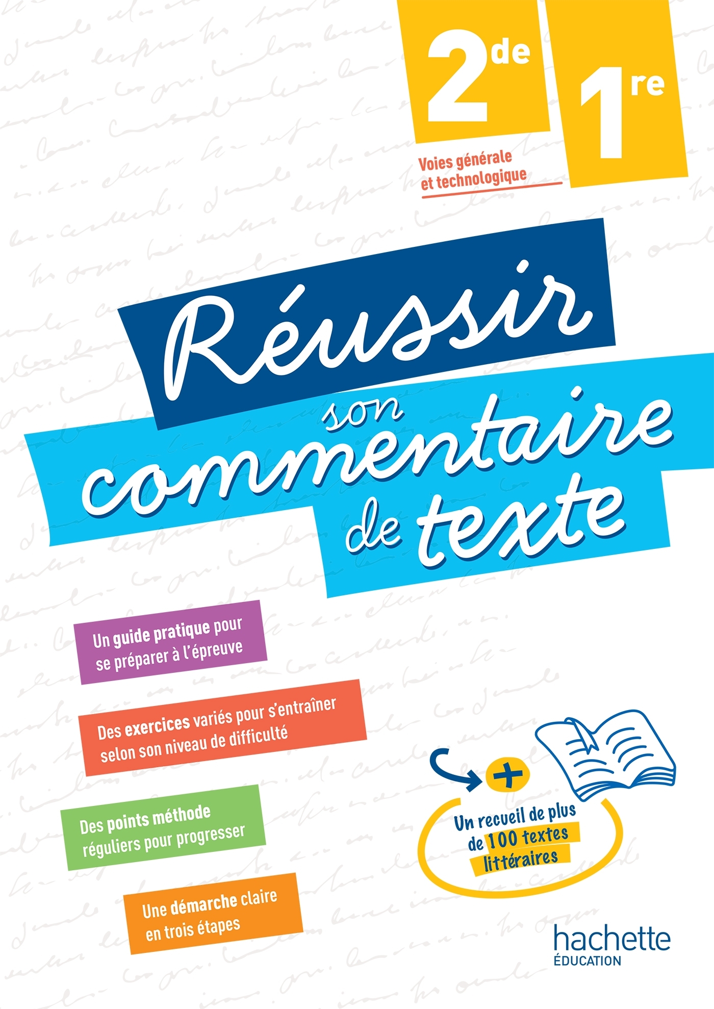 Couverture de Guide réussir s - Réussir son commentaire de texte 2de-1re - ed.2025