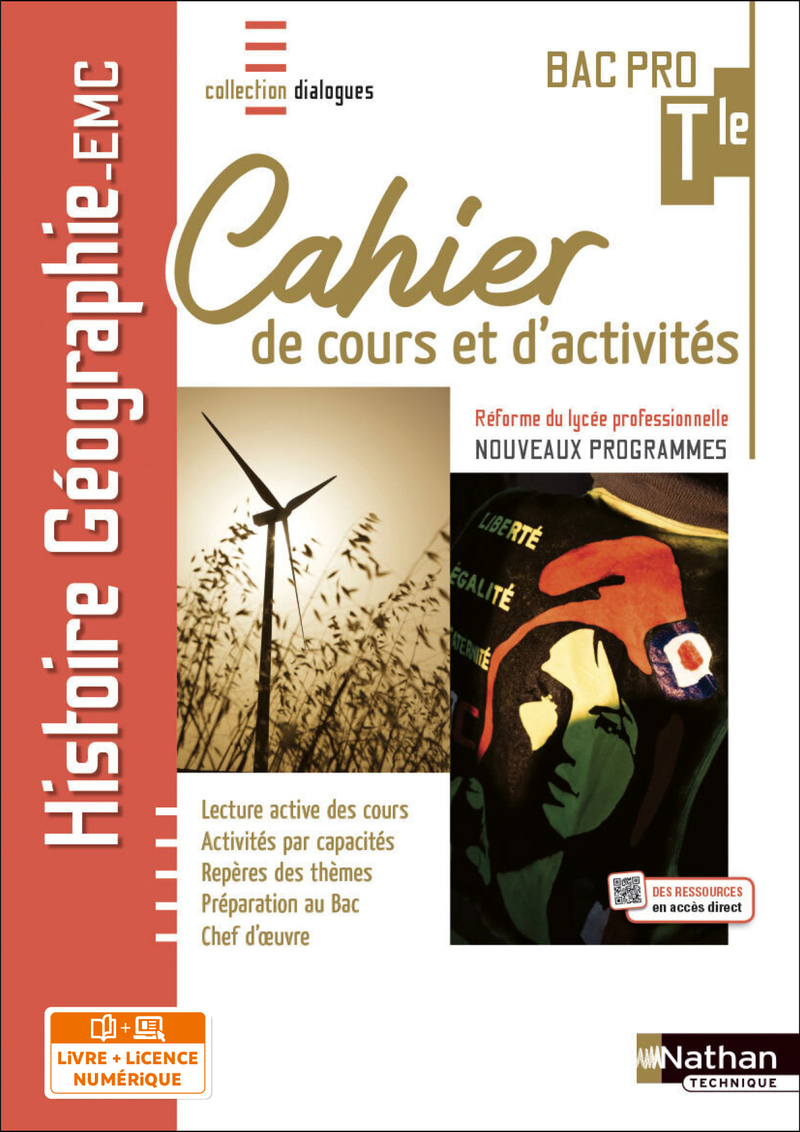 Couverture de DIALOGUES - Histoire-Géographie EMC - Term Bac Pro - Cahier de cours et d'act (Dialogues) Livre + licence élève
