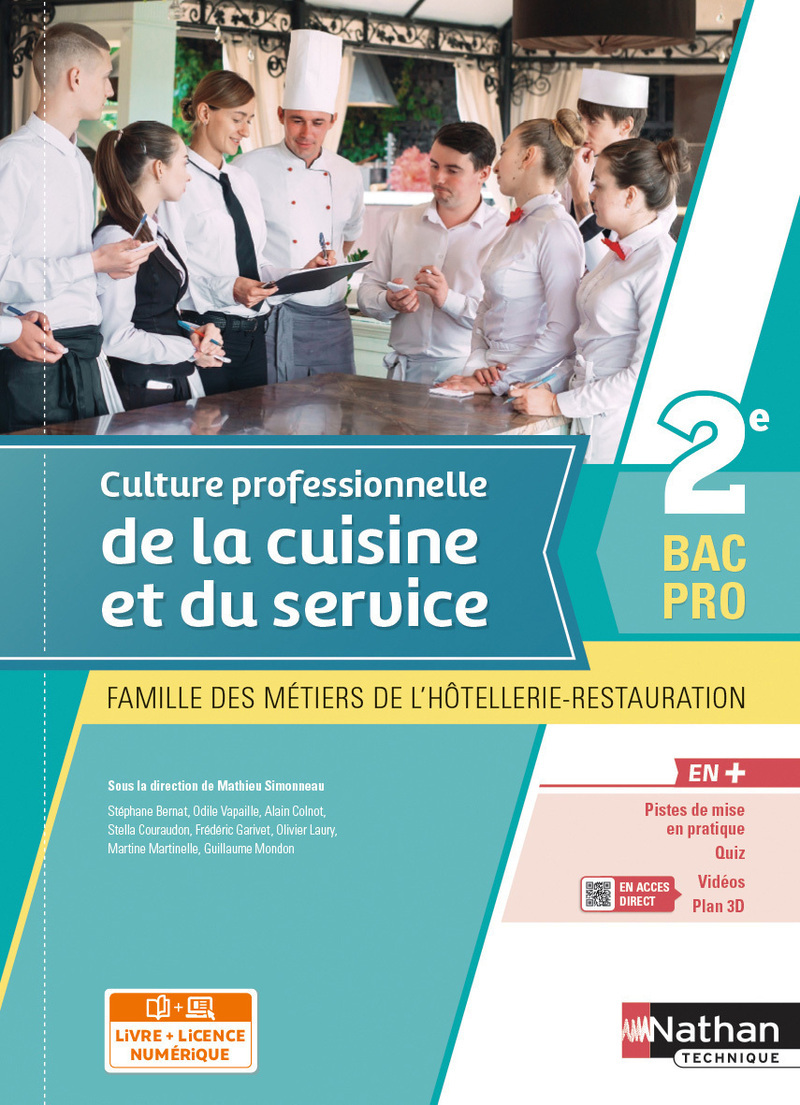 Couverture de Culture professionnelle de la cuisine et du service - 2e Bac pro MHR - livre + licence élève 2021