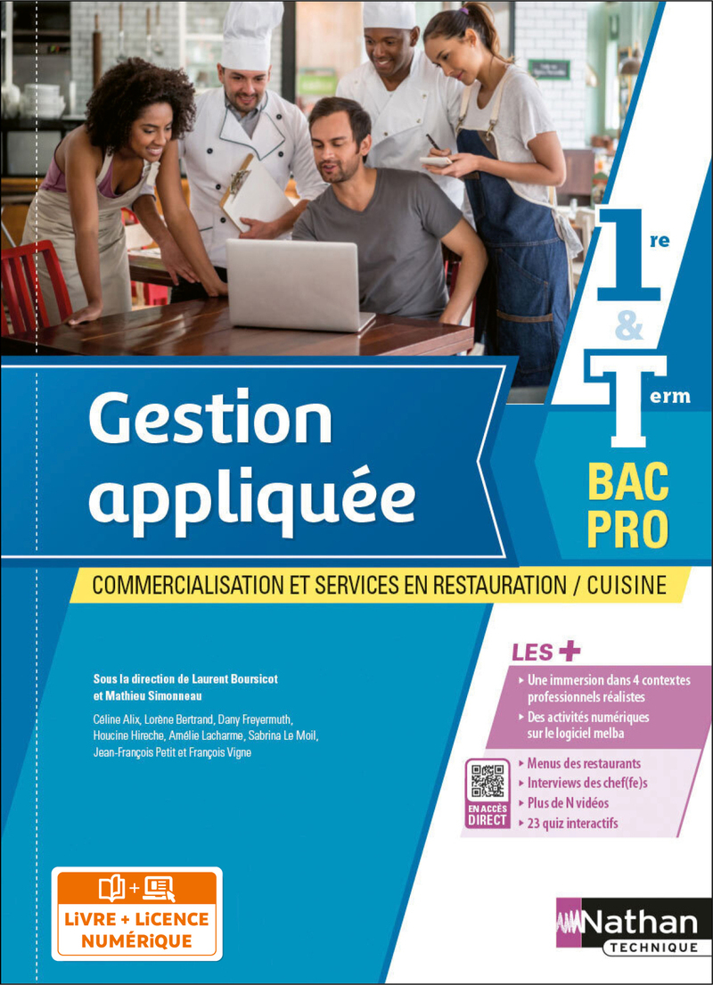 Couverture de Gestion appliquée 1ère/Term Bac Pro Cuisine/CSR - Livre + Licence élève - 2022