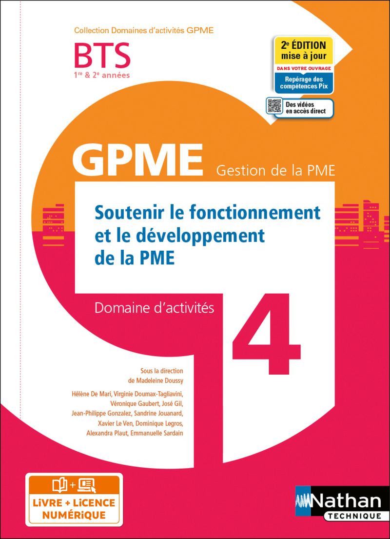 Couverture de DOM ACT BTS GPM - Soutenir fonct. dévelop. de la PME BTS Gestion PME 1e/2e années (DOM ACT GPME) Livre + licence élève