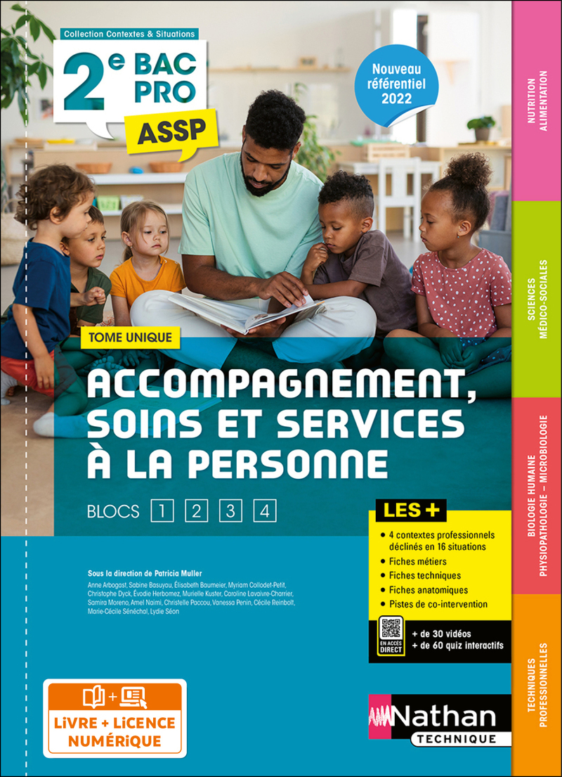 Couverture de Tome unique (SMS, Biologie, Nutrition-Alimentation) 2ème Bac Pro ASSP - Livre + Licence élève 2022