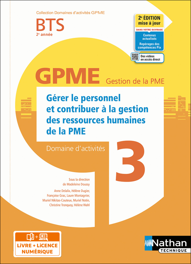 Couverture de DOM ACT BTS GPM - Domaine d'activité 3 - BTS 2ème année GPME (DOM ACT GPME) Livre + licence élève - 2022