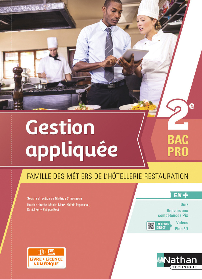 Couverture de Gestion appliquée 2e Bac Pro MHR - Livre + licence élève - 2021