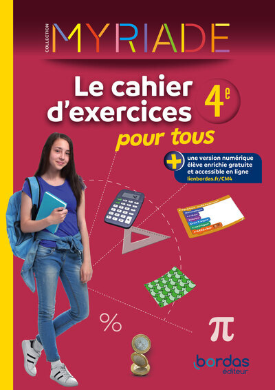 Couverture de MYRIADE - Myriade - Maths 4e - 2024 - Cahier d'exercices pour tous