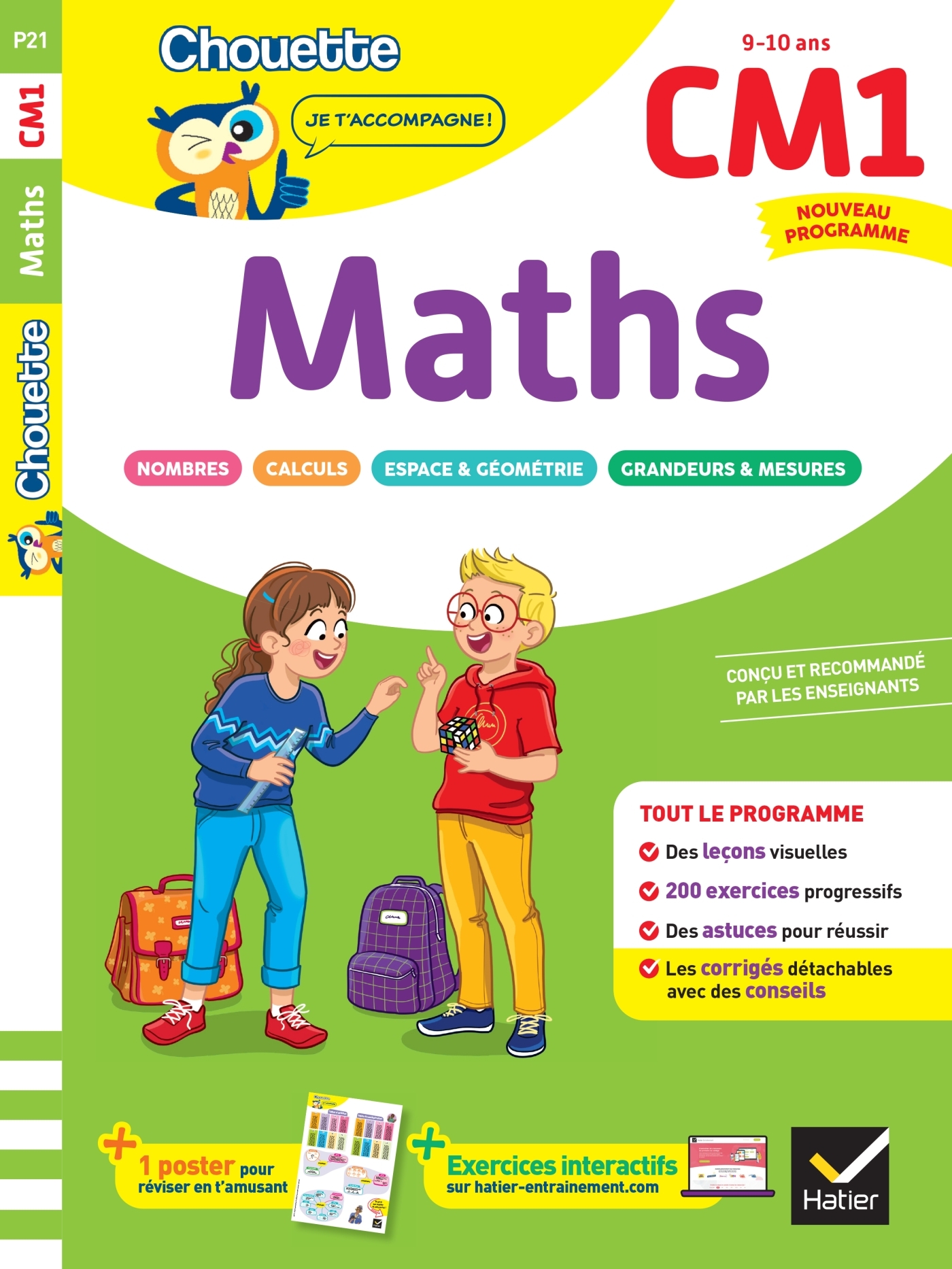 Couverture de Chouette Entraî n° 21 - Maths CM1 - Cahier de soutien nouveau programme - Leçons et exercices corrigés