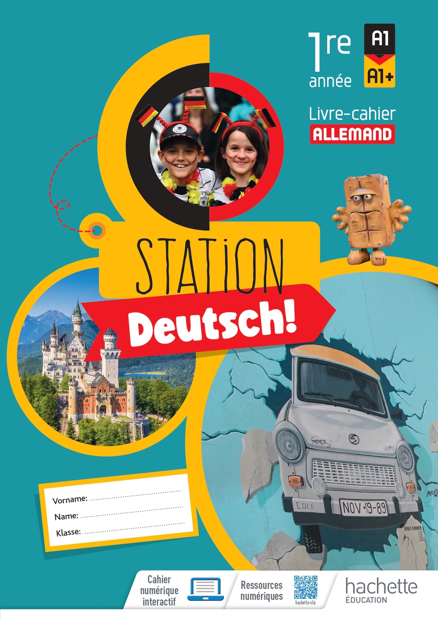 Couverture de Station Deutsch - Station Deutsch! Allemand 1re année - Livre-cahier élève - Ed. 2023