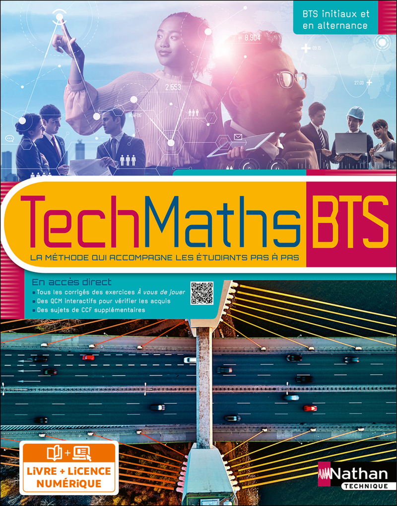 Couverture de TECHMATHS - Mathématiques BTS Groupements B, C et D Exos et méthodes Livre de l'élève + Licence 2023