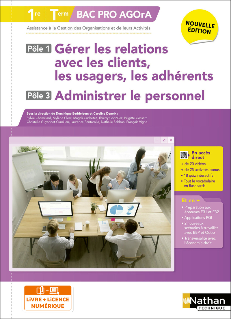 Couverture de Gérer les relations avec les clients,... et administrer le personnel - Pôles 1 et 3 - 1re/Term Bac Pro AGOrA - Éd. 2025 - Livre + licence
