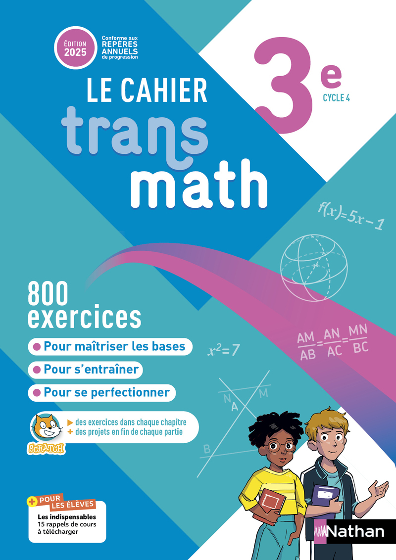 Couverture de Transmath Mathématiques 3e - Cahier élève - 2025