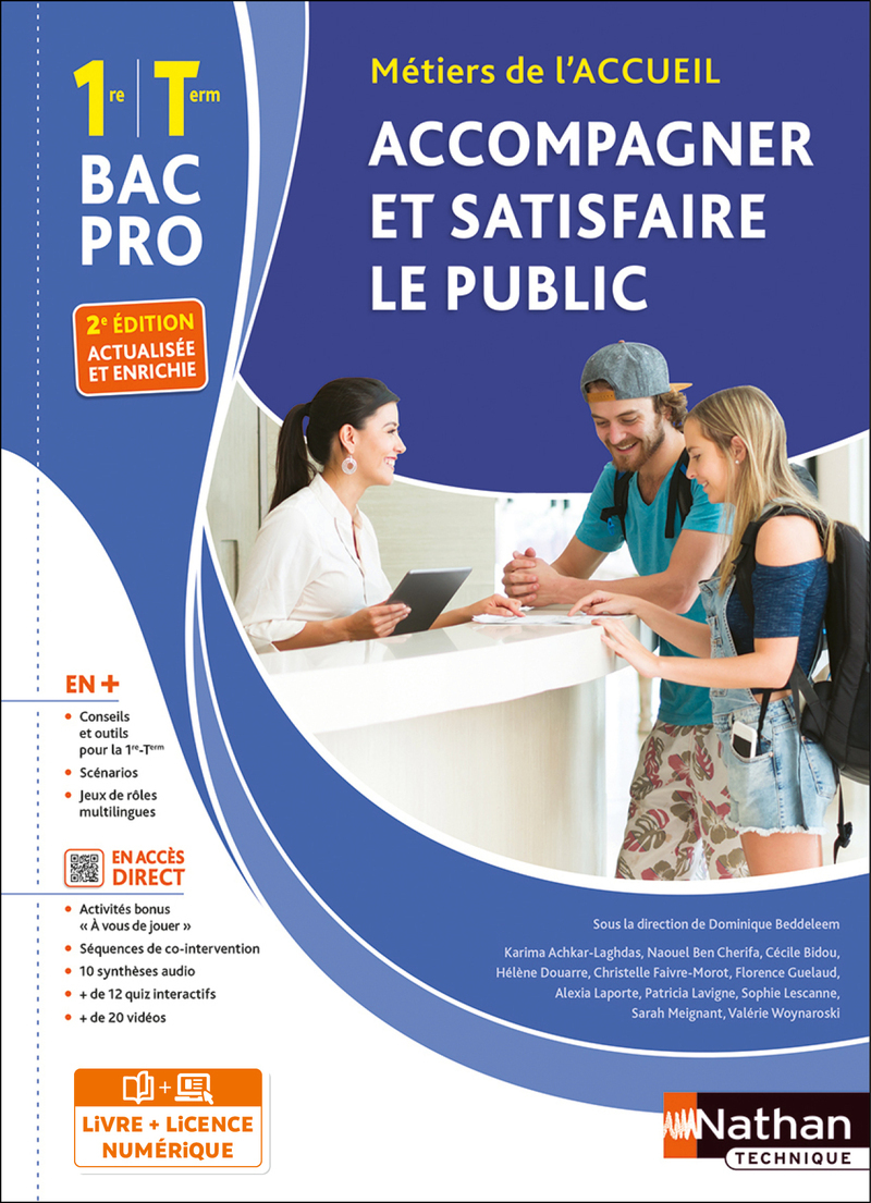 Couverture de Accompagner et satisfaire le public 1re et Term Bac pro - Livre + licence élève - 2023