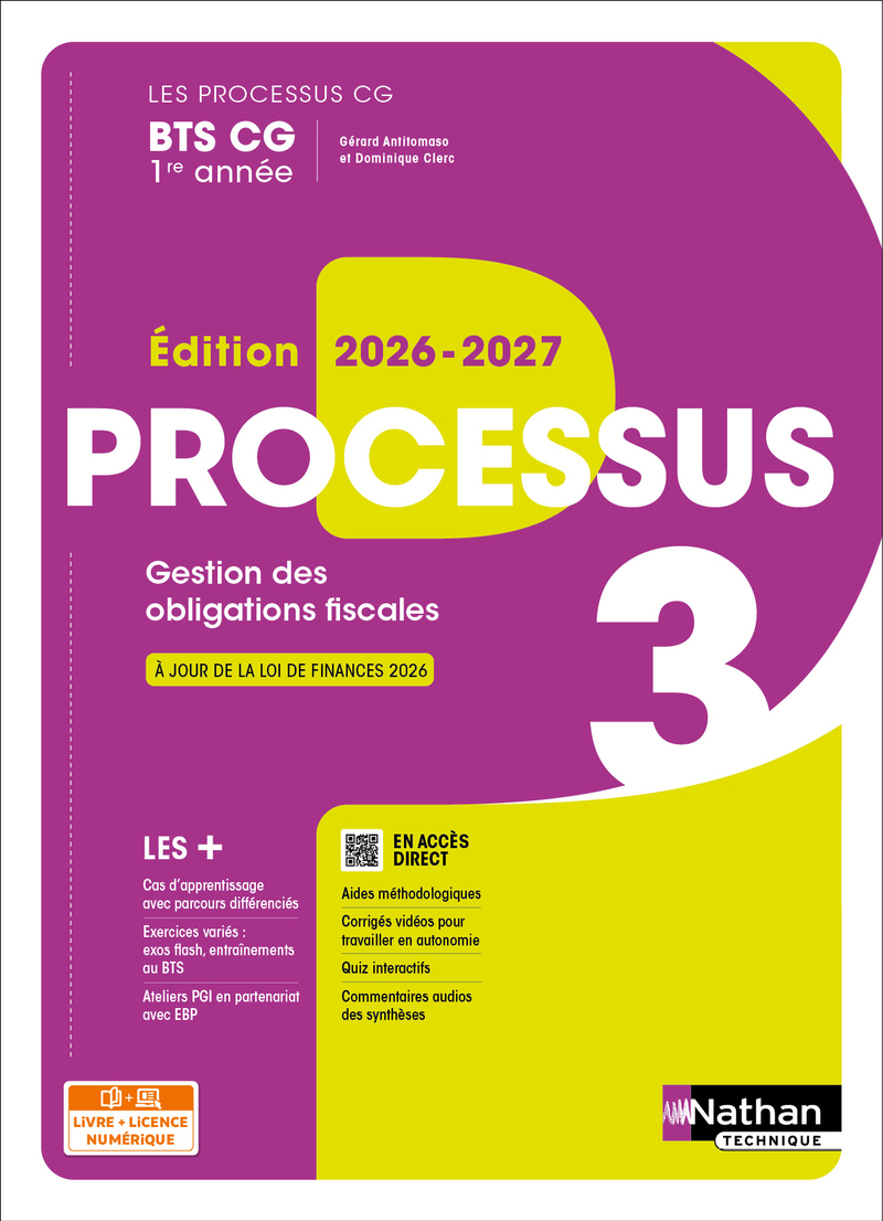 Couverture de PROCESS BTS CG - Processus 3 - Gestion des obligations fiscales - BTS CG 1re année - Coll. Les Processus CG - Ed. 2026