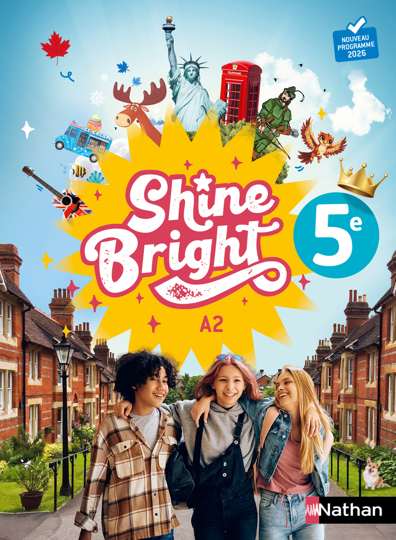 Couverture de SHINE BRIGHT - Shine Bright Anglais 5e - Manuel élève - 2026