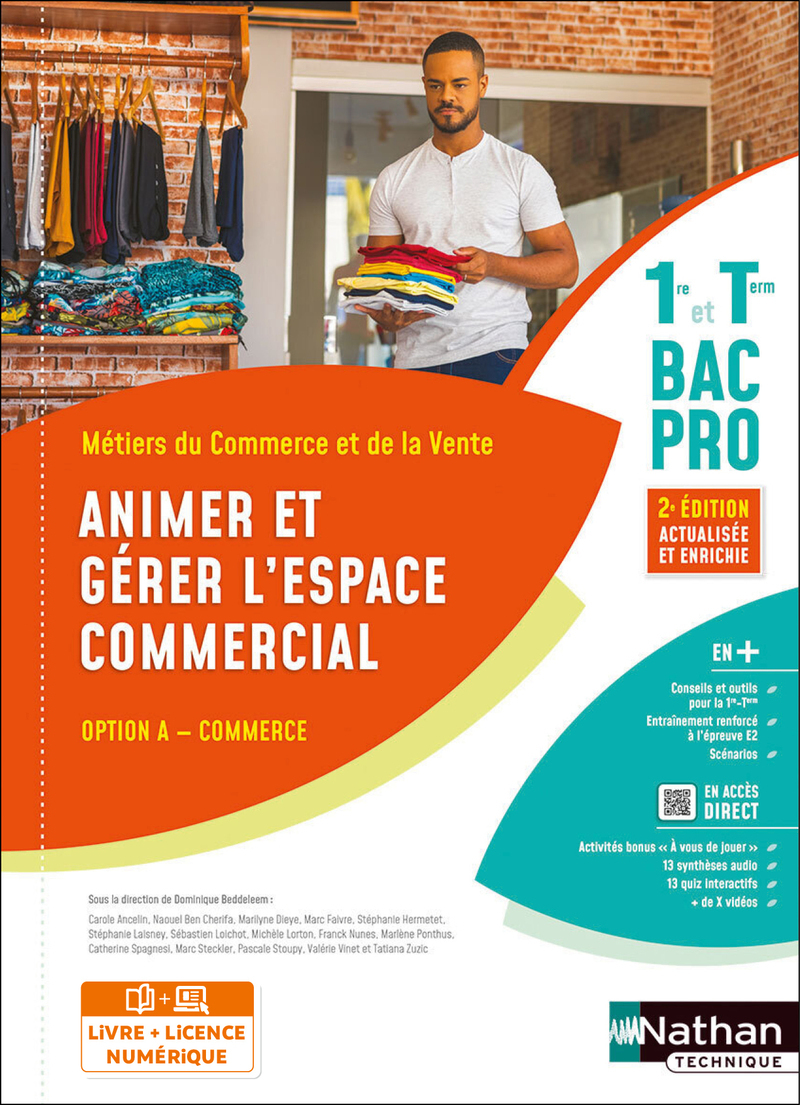 Couverture de Animer et gérer l'espace commercial - Option A - 1ère et Term Bac pro - Livre + licence élève - 2023