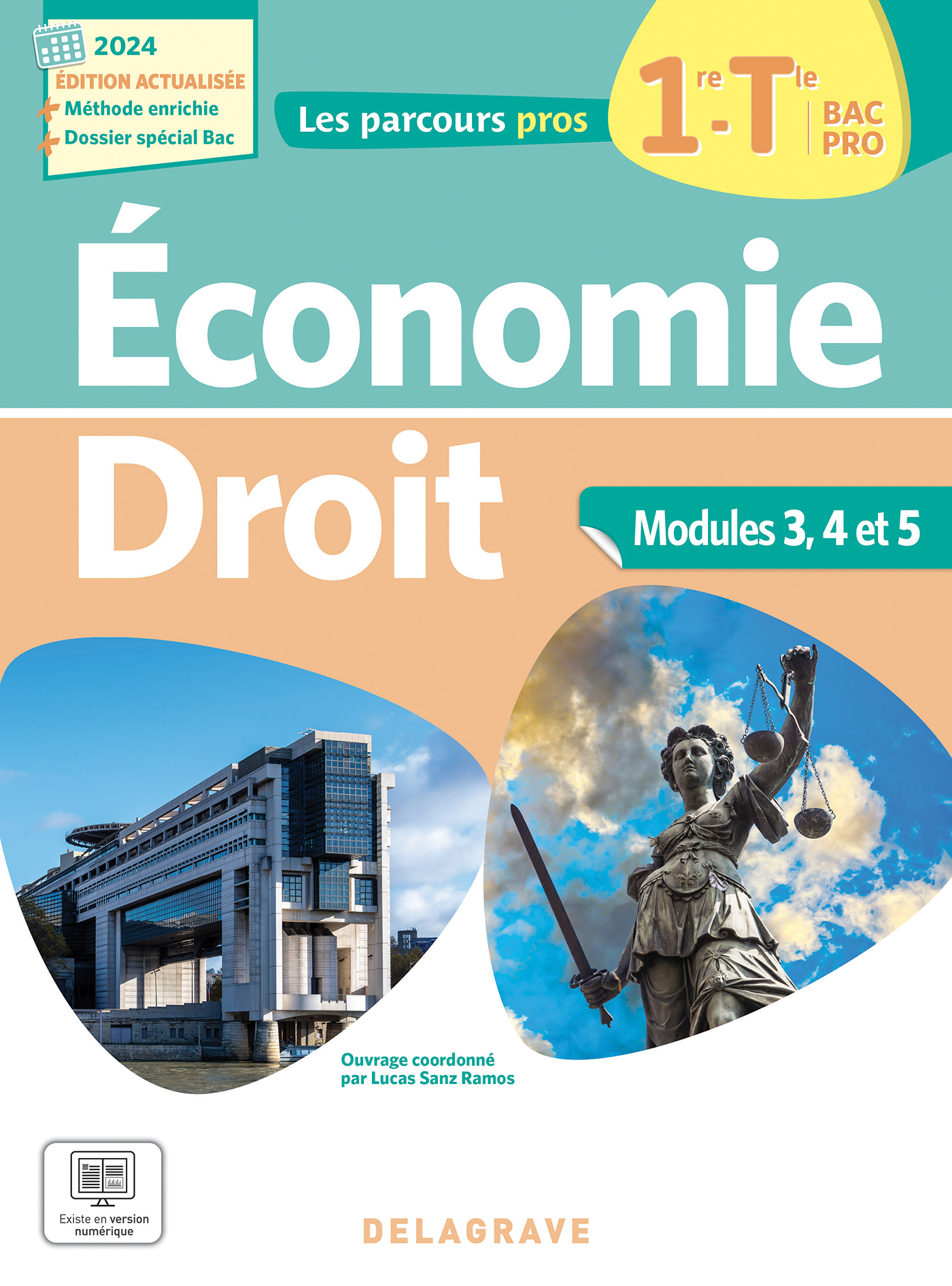 Couverture de Les Parcours Pros - Les Parcours Pros Économie-Droit 1re, Tle Bac Pro (2024) - Pochette élève