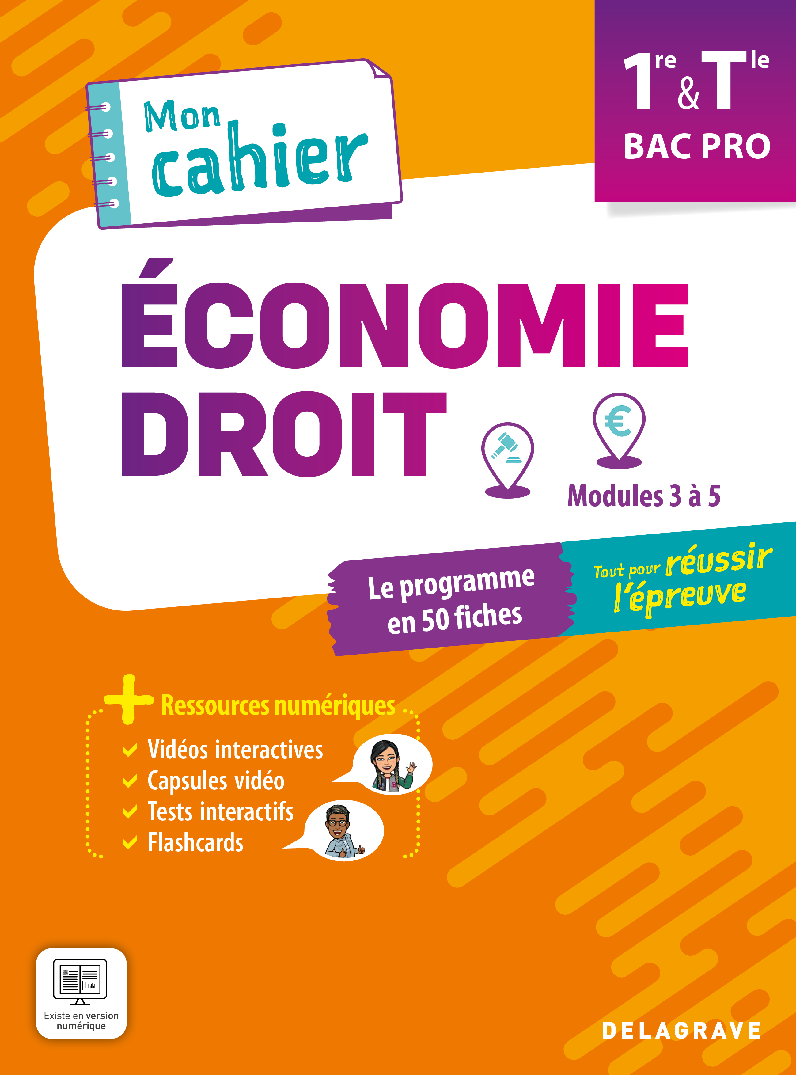 Couverture de Mon cahier - Mon cahier d'Économie-Droit 1re, Tle Bac Pro (2025) - Pochette élève