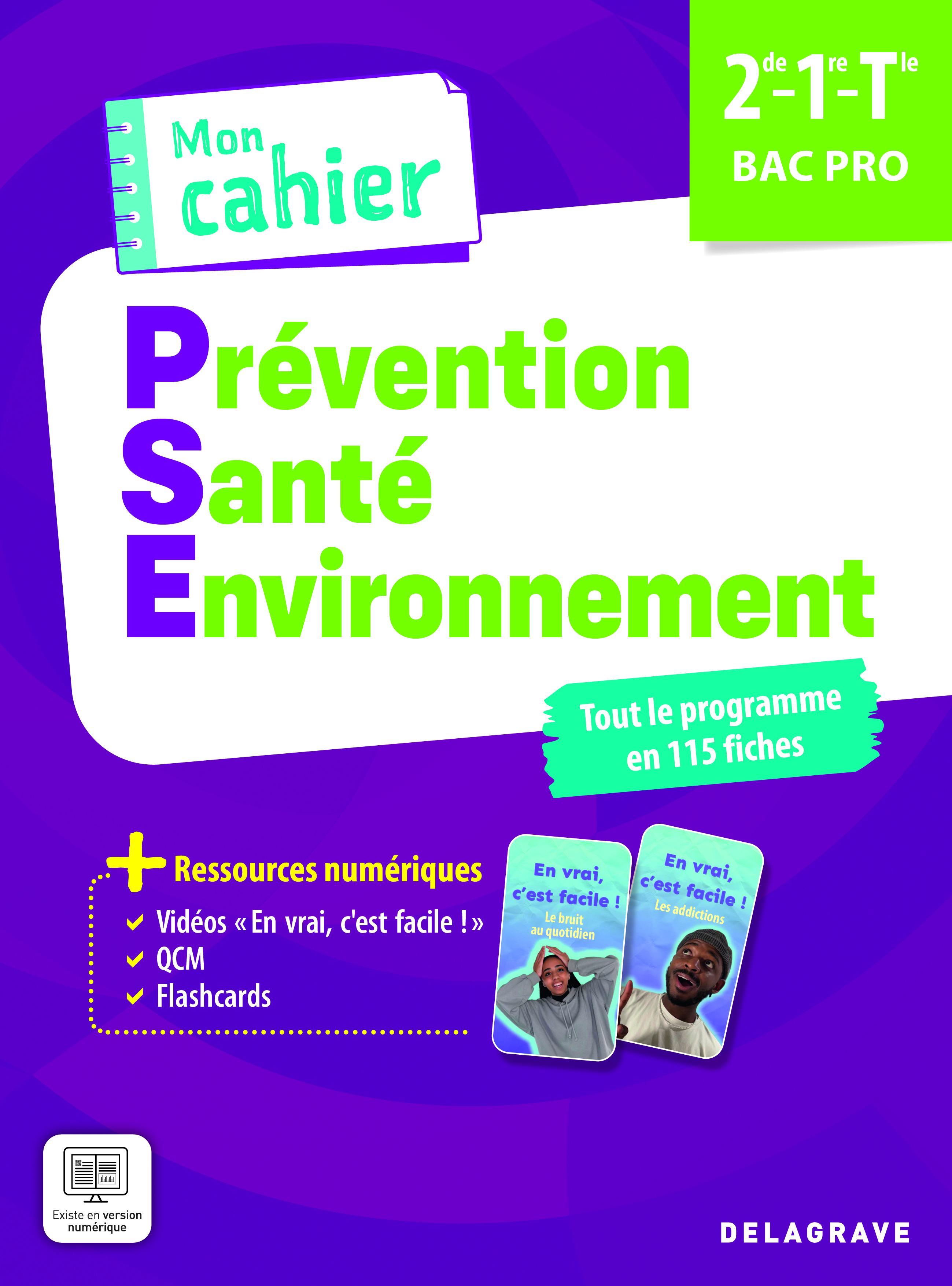 Couverture de Mon cahier - Mon cahier de Prévention Santé Environnement (PSE) 2de, 1re, Tle Bac Pro (2025) - Pochette élève