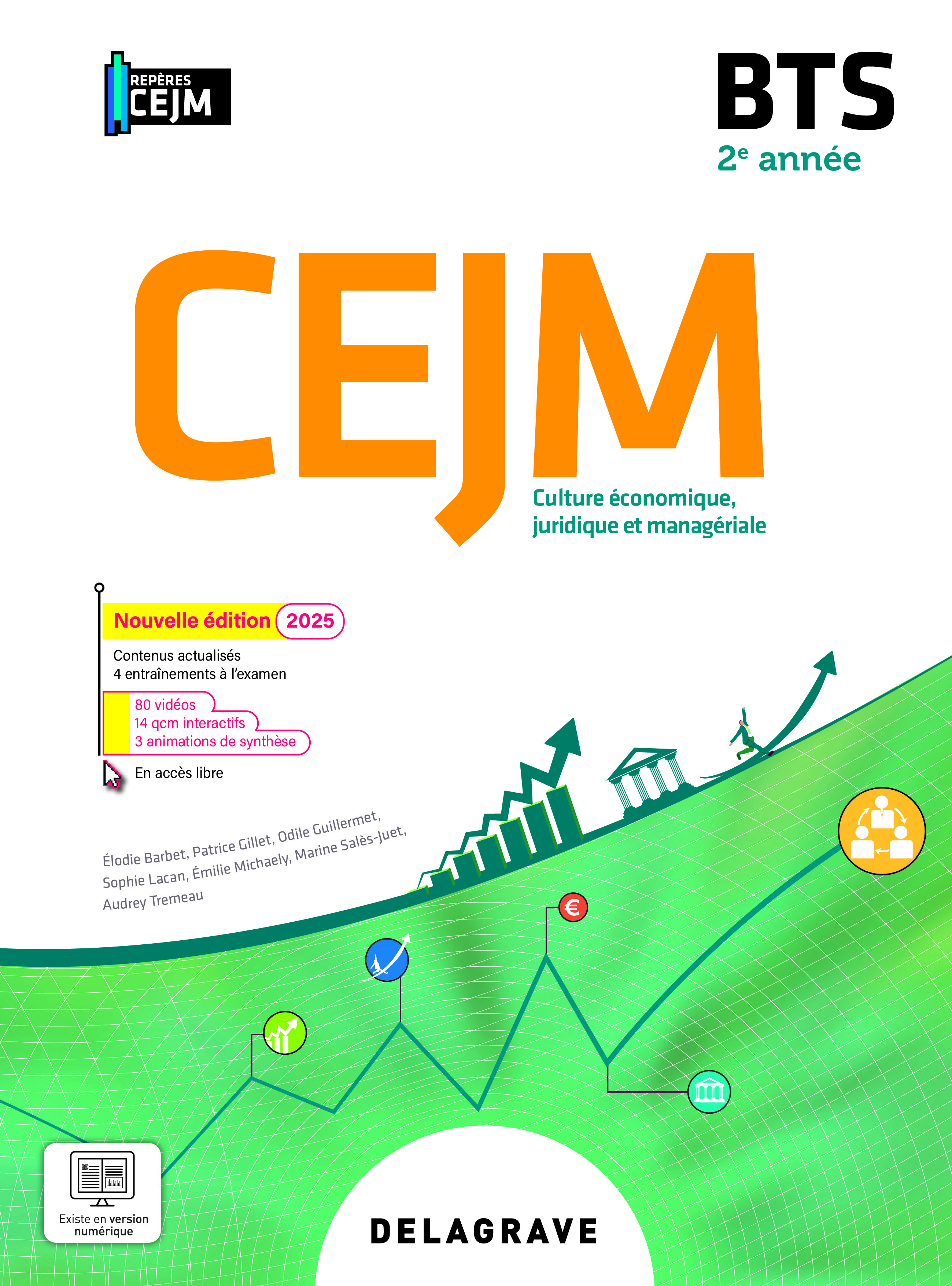 Couverture de Repères - Repères Culture économique, juridique et managériale (CEJM) 2e année BTS (2025) - Pochette élève
