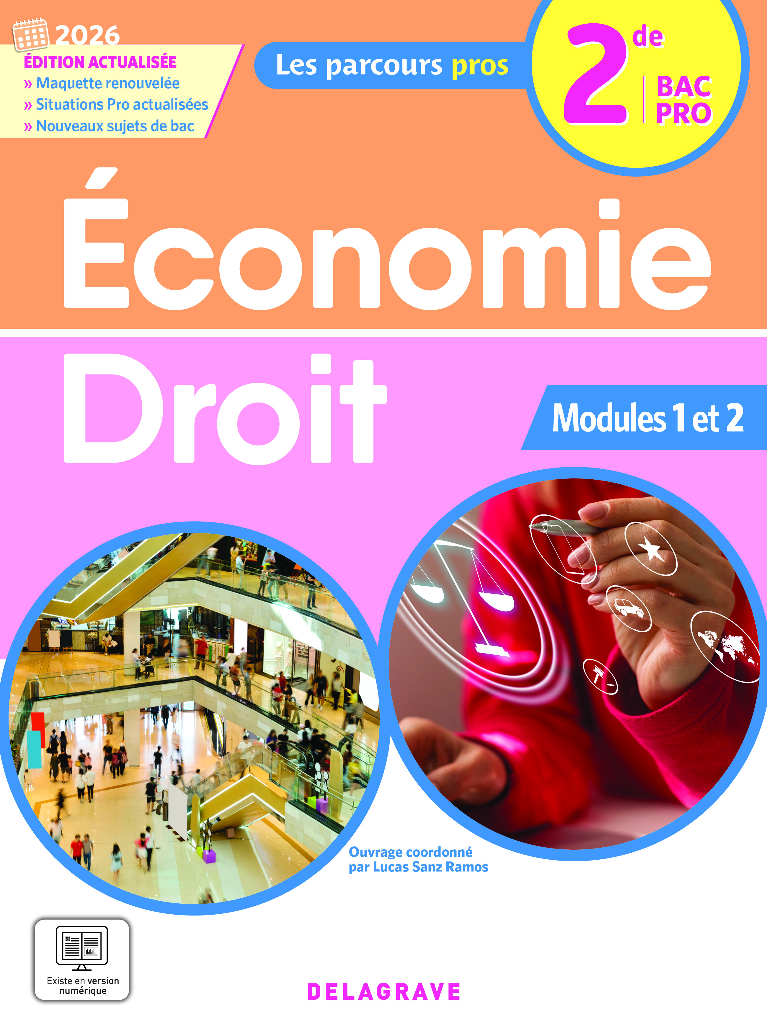 Couverture de Les Parcours Pros - Les Parcours Pros - Économie-Droit 2de Bac Pro (2026) - Pochette élève