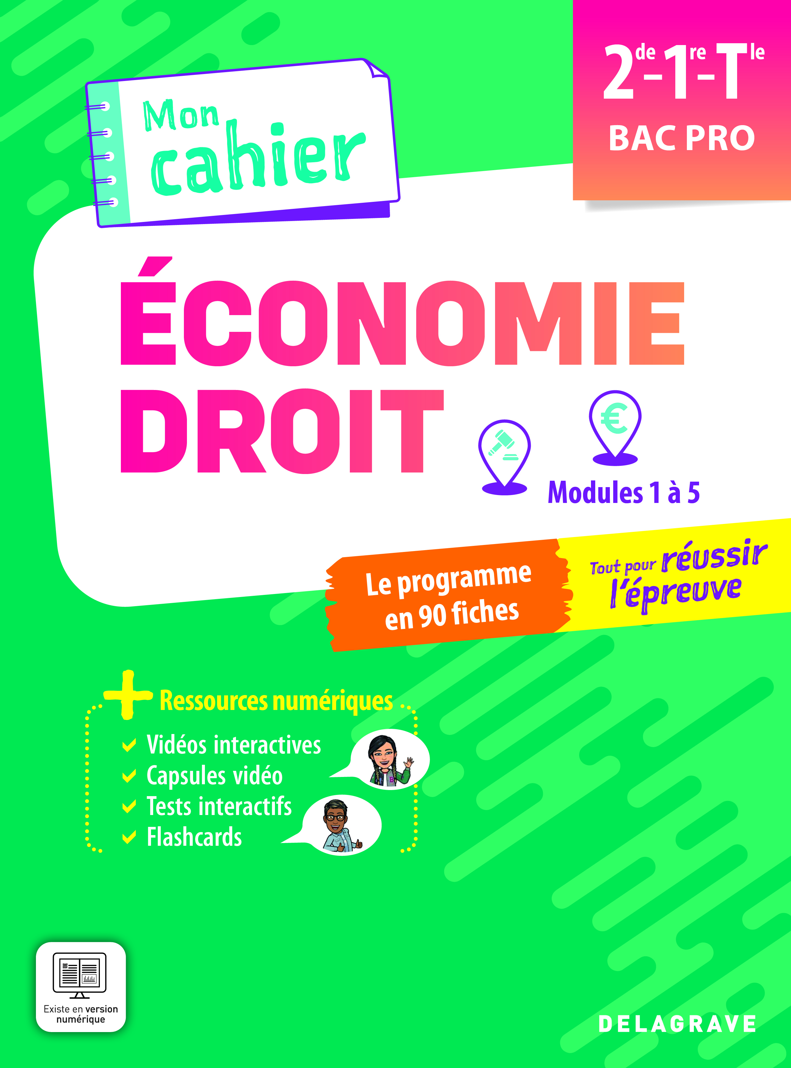 Couverture de Mon cahier - Mon cahier d'Économie-Droit 2de, 1re, Tle Bac Pro (2025) - Pochette élève