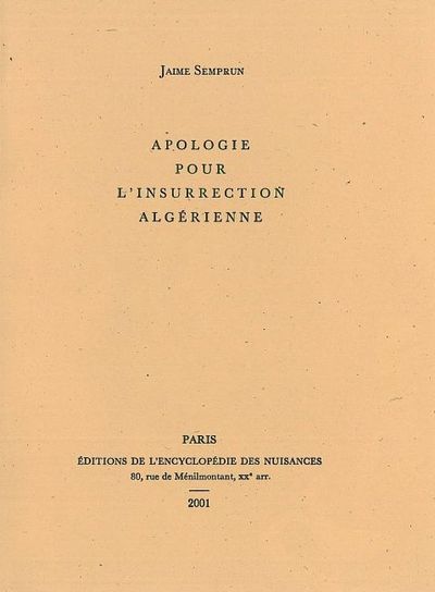 Apologie pour l'insurrection algérienne