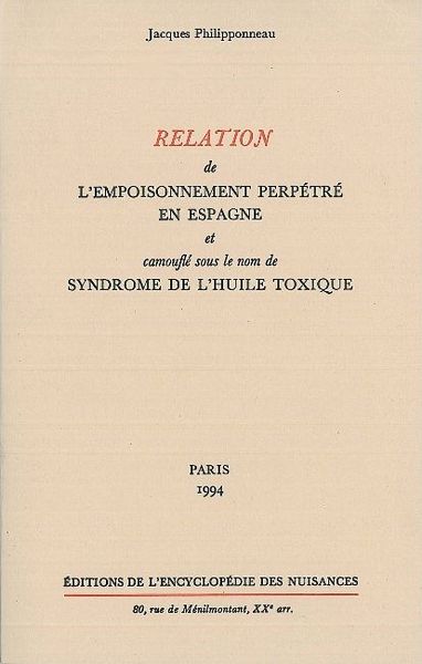 Relation de l'empoisonnement perpétré en Espagne