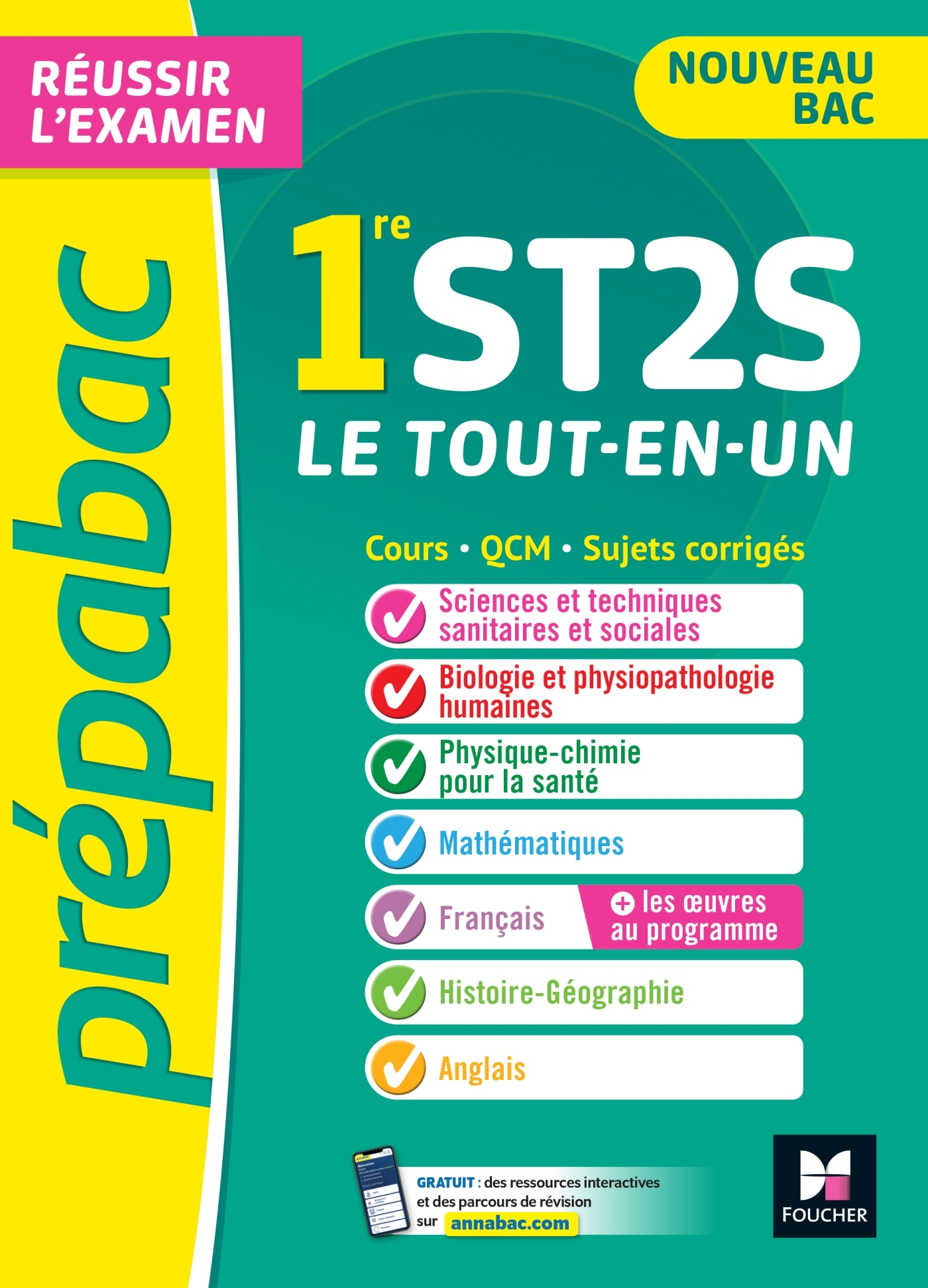 Prépabac 1re ST2S - Toutes les matières - Cours et entraînement au contrôle continu 2026