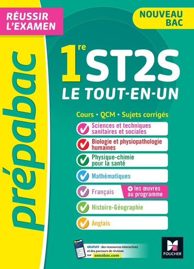 Prépabac 1re ST2S - Toutes les matières - Cours et entraînement au contrôle continu 2026