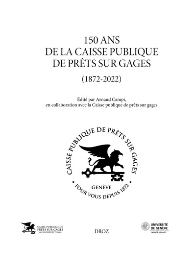 150 ans de la Caisse publique de prêts sur gages : 1872-2022